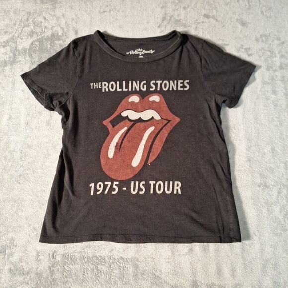The Rolling Stones Shirt Womens XL Black 1975 US Tour Short Sleeve Tee - Picture 1 of 6